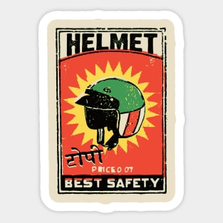 Motorcycle Helmet / Vintage Matchbox Art Sticker